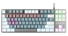 Rampage Snug bielo-šedá / Herná klávesnica / mechanická / KRGD Blue / RGB / drôtová (SNUGK14BS-GW)