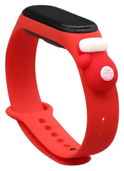 Hurtel Vianočný silikónový remienok pre XIAOMI Mi Band 3 a 4 červená / Remienok / Silikón / Vianočný motív
