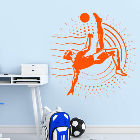 Veselá Stena Samolepka Vykopávajúci futbalista Farba: oranžová, Veľkosť: 60 x 60 cm