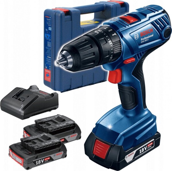 Bosch GSB 180-LI modrá / Vŕtačka / aku / 18 V / 2 Ah / 1700 ot./min / Li-lon / 1.7 kg / príslušenstvo (06019F8307)