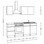 Kuchynská linka Trixy antracit 210 cm