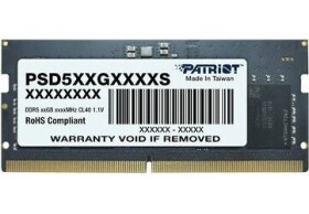 Patriot Signature 8GB (1x8GB) 5600MHz čierna / SO-DIMM / DDR5 / CL46 / On-Die ECC / Unbuffered / 1.1V (PSD58G560041S)