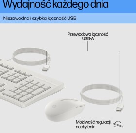 HP HP 225 - Tastatur-und-Maus-Set - 100% - full size - USB - QWERTZ - Deutsch - Cashmere White