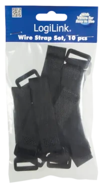 LogiLink Suchý zips na káble čierny, 10 ks / Organizátor káblov / 150 x 20 mm / Nylon (KAB0056)