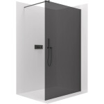 CERANO - Sprchová zástena Walk-in Onyx Round Ľ/P - 8 mm - okrúhla vzpera - čierna matná, grafitové sklo - 80x200 CER-426406