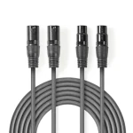 Nedis Vyvážený Audio kábel 2x XLR 3pinový (M) - 2x XLR 3pinová (F) 5.00 m tmavo šedá (COTH15030GY50)