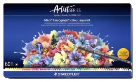 Staedtler Akvarelové pastelky Mars Lumograph 104 M60 / 60 farieb / šesťhranné / kovová krabička (104 M60)