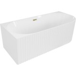 MEXEN/S - Gia voľne stojaca rohová vaňa reliéf ľavá 150 x 75, biela lesk, sifón a prepad zlatá 52701507500L-50