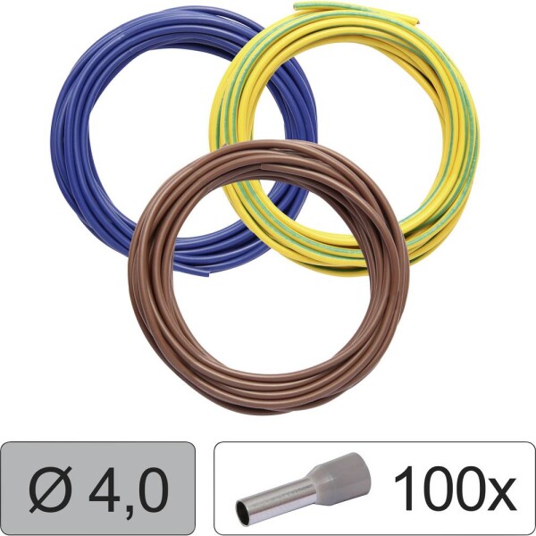 Quadrios 25CW125 jeden drôt, LiFY, 4.0 mm², modrá, hnedá, žltozelená, 1 sada; 25CW125