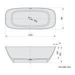 POLYSAN - MEDINA voľne stojaca vaňa 165x70x52cm, solid surface, biela mat 92430