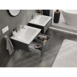 MEXEN/S - Orio kúpeľňová skrinka 60 cm s umývadlom Vela, 1 šuplík, grafit mat/biela mat 91A10-06023-1-BF66-W23M01