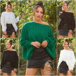 Sexy oversized knit jumper green Einheitsgroesse