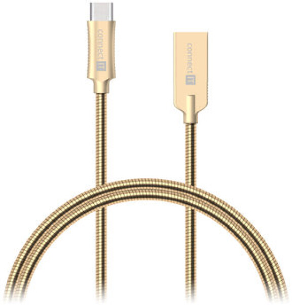 CONNECT IT Wirez Steel Knight USB-C (Type C) - USB-A 1m metallic zlatá (CCA-5010-GD)