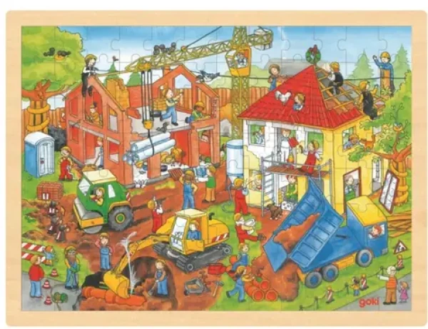 GOKI Drevené puzzle Na stavenisku