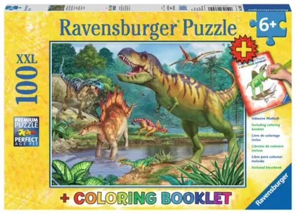 Ravensburger Puzzle Praveký svet dinosaurov XXL + omaľovánky