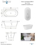 BESCO - Voľne stojaca vaňa DEEVA biela - Farba - Biela, Farba sifónu - Biela, Rozmer vane - 150 × 75 cm VANDEEVA150W