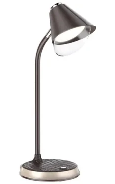 IMMAX LED stolná lampička FINCH hnedá + zlaté prvky / Qi nabíjanie / 9W / 12V 2A / stmievateľná (08971L)