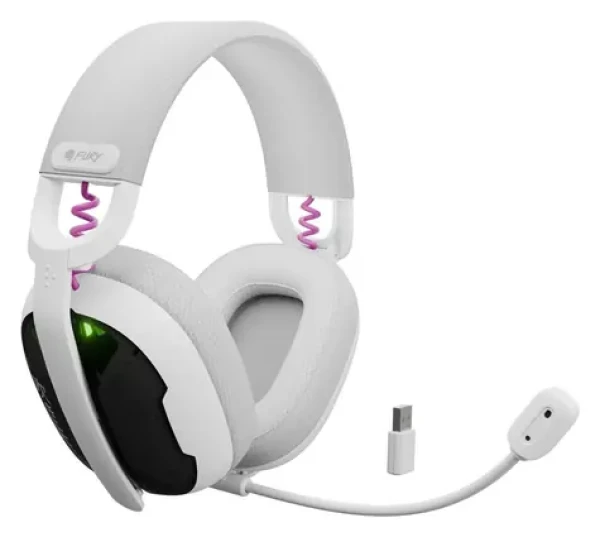Fury Fukiya F6 biela / Herné slúchadlá s mikrofónom / Bluetooth 5.4 / RGB podsvietenie / USB-C (NFU-2337)