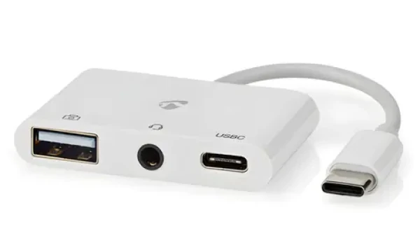 Nedis USB-C multiport adaptér / Redukcia / USB-A + USB-C + 3,5 mm jack / USB 2.0 / 480 Mbps (CCGB64790WT01)