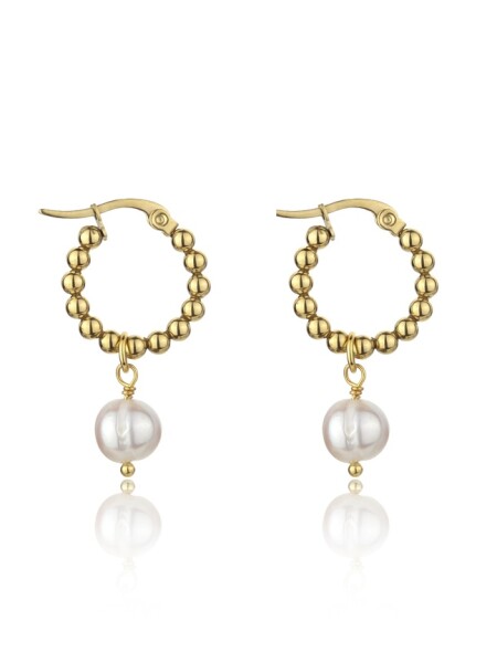 Marc Malone Kruhové náušnice s perlami 2v1 Willow Gold Earrings MCE23012G