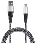 2GO USB-C 1 m strieborná / Dátový kábel / USB 3.2 Gen 1 / nylon (795953)