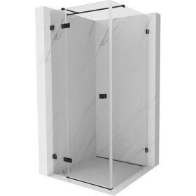 MEXEN/S - Lunar T sprchovací kút dvere krídlové ľavá 80 x 80, transparent, čierna 834T-080-080-70-00-L