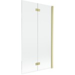 MEXEN - MIST vaňová zástena 100x150 cm 6mm 2-s, zlatá kartáčovaná, číra, pravá 8A9-100-002-55-00-P