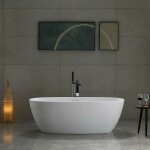 REA/S - Voľne stojaca akrylátová vaňa ROMA 170 Čierna krytka zátky KPL-W6128