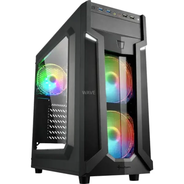 Sharkoon VG6-W RGB čierna / ATX / 2x USB 3.0 / 3x 120mm / bez zdroja / priehľadná bočnica (4044951026814)