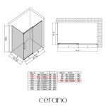 CERANO - Sprchovací kút Lantono - pravá - 8 mm - Soft-Close - chróm, mliečne sklo - 110x100 - posuvný CER-665533