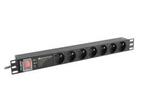 Lanberg SPD-3MP čierna / PDU do racku / 19" / 1U / 7x zásuvka typu E (FR) / 16 A / 2 m (PDU-PRO-07E-0200-BK)