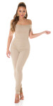 Sexy Koucla must-have jumpsuit Carmen neckline BEIGE M