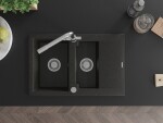 MEXEN/S MEXEN/S - Gaspar granitový drez 1.5 s odkvapkávačom vrátane batérie Duero, čierna/zlatá metalik 6507-75-671600-00