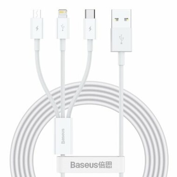 Baseus CAMLTYS-02 SUPERIOR 3v1 1.5m biela / USB-C / MicroUSB / Lightinhg (CAMLTYS-02)