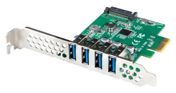 Lanberg PCIe karta 4X USB 3.1 Gen1 / PCIe rozširujúca karta / 4X USB 3.2 Gen 1 Type-A / Low Profile (PCE-US3-004)