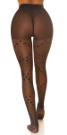 Sexy Tights with Print "Hearts" black Einheitsgroesse