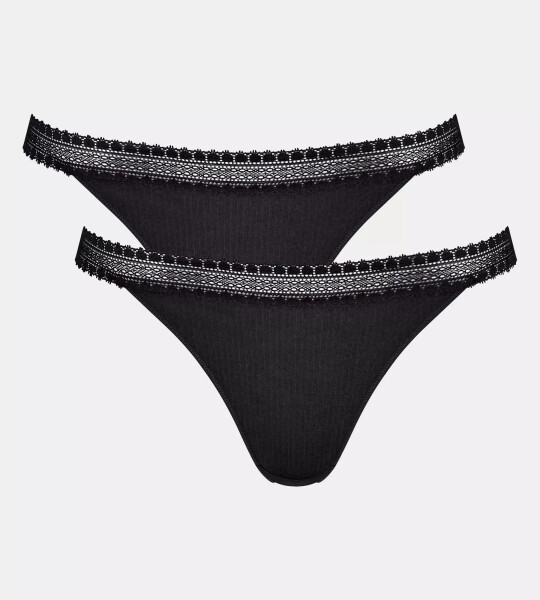 Dámske tangá GO Ribbed R C2P - BLACK - black 0004 - SLOGGI BLACK M