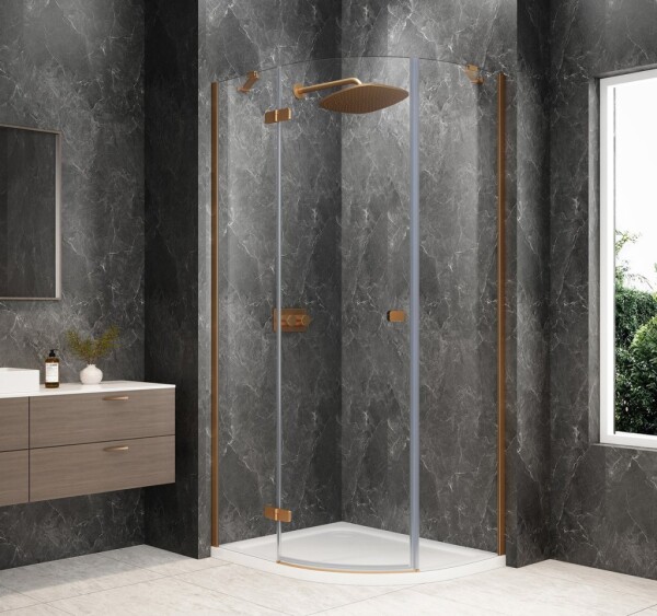 POLYSAN - GLOBE COPPER MATT štvrťkruhová sprchová zástena 1000x800, číre sklo, ľavá GB2180LPG
