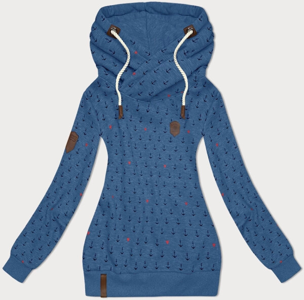 Svetlomodrá vzorovaná dámska mikina (2304) odstíny modré XXL (44)