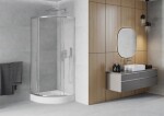 MEXEN/S - Rio štvrťkruhový sprchovací kút 70 x 70, dekor, chróm + vanička Rio 863-070-070-01-30-4710