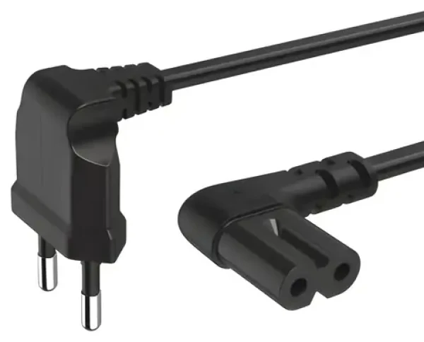 HAMA napájací kábel C7 čierna / Napájací kábel / obojstranne zahnutý 90 ° / 5 m