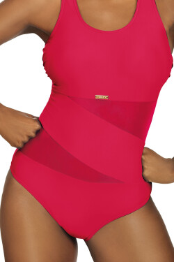 Dámske jednodielne plavky S36W-2d Fashion šport tm. ružové - Self S