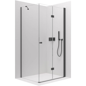 CERANO - Sprchovací kút Volpe L/P - 6 mm - čierna matná, transparentné sklo - 80x90x190 - zalamovacia CER-427321