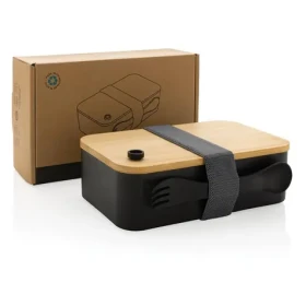 XD Design Box na desiatu čierny / Bambusové veko / 700 ml (P269.101)