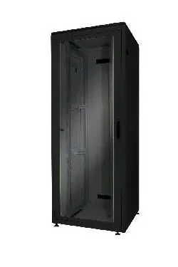 Digitus Unique 42U čierna / Stojanový rozvádzač / 800x800 mm / sklenené dvere / nosnosť 800 kg / IP20 (DN-19 42U-8/8-B-1)
