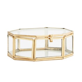 MADAM STOLTZ Sklenený box Clear Octagonal Brass