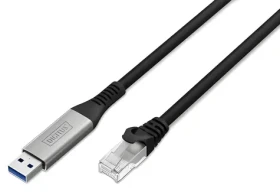 Digitus USB-A - RJ45 čierna / Sieťový adaptér / Gigabit Ethernet / Cat6a S/FTP / 15 m (AK-300600-150-S)