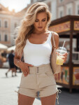 Dámske bavlnené šortky s viazaním STYLE SHORTS béžové FashionStreet SY0391 S