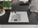 MEXEN/S MEXEN/S - Ben granitový drez 1 s odkvapkávačom ľavý 600 x 500 mm, biela, sifón čierna 6522605000-20-B