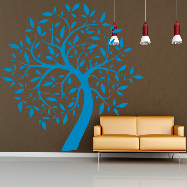 Veselá Stena Samolepka Listnatý strom Farba: modrá, Veľkosť: 60 x 60 cm